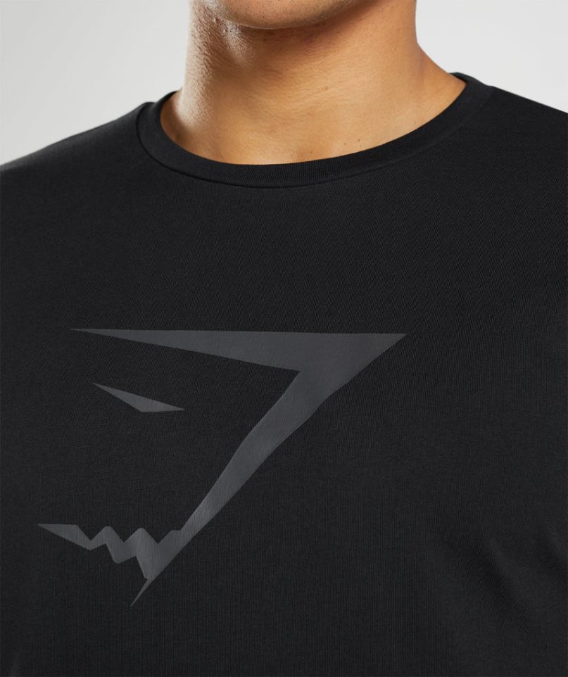 Koszulki Gymshark Sharkhead Infill Męskie Czarne | PL 049BAO